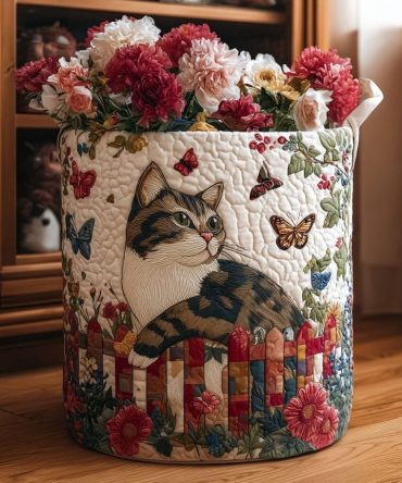 Whispers In Bloom Quilted Laundry Hamper — Soft Floral Collapsible Fabric Basket With Handles, Decorative & Functional