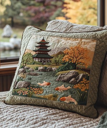 Whispers Of Water Quilted Pillow Cover — Serene Wave Pattern Decorative Case, Soft Breathable Quilted Accent For Bed, Sofa & Living Areas