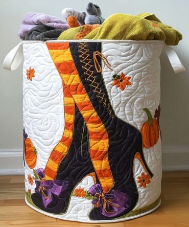 Wicked Whispers Quilted Laundry Hamper — Gothic Chic Foldable Laundry Basket For Bedroom Decor & Costume Storage