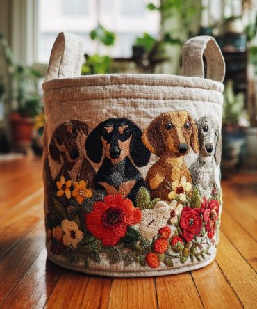 Wiener Pals Quilted Laundry Hamper — Playful Dachshund Print Foldable Laundry Basket With Handles For Fun, Functional Storage