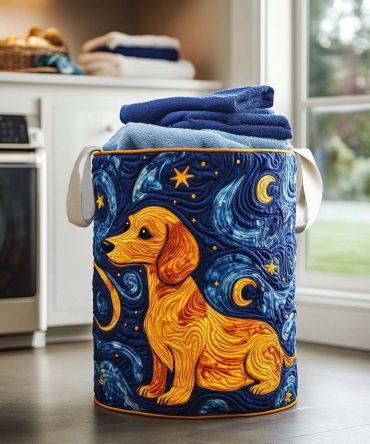 Wiener Pup Quilted Laundry Hamper — Playful Collapsible Laundry Basket For Kids & Pet-Lovers, Lightweight With Reinforced Handles