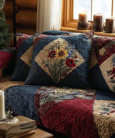 Wild Harvest Quilted Pillow Cover V1 — Rustic Farmhouse Throw Pillowcase With Earthy Print, Durable Stitched Texture For Cozy Cottage Style