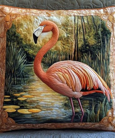 Wild Flamingo Quilted Decorative Pillowcase – Bold Tropical Print Sham, Durable Quilted Texture For Playful Bedroom & Patio Styling