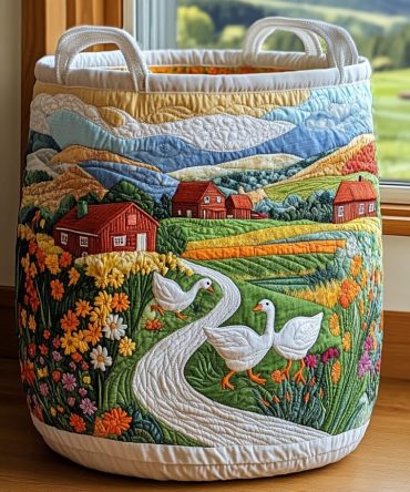 Wild Garden Quilted Laundry Hamper — Foldable Fabric Laundry Basket With Handles For Bedroom, Bathroom & Dorm Rooms