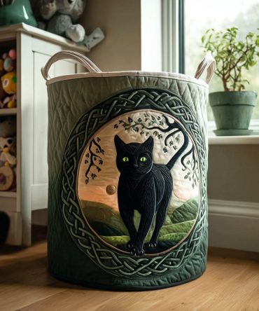 Wild Grove Guardian Quilted Laundry Hamper — Forest-Inspired Fabric Basket, Durable Foldable Laundry Organizer With Reinforced Handles