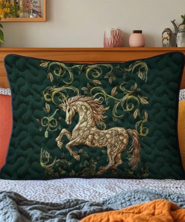 Wild Mustang Quilted Pillow Cover - Western Horse Throw Pillowcase, Rustic Equestrian Accent For Living Room, Bedroom & Ranch Decor