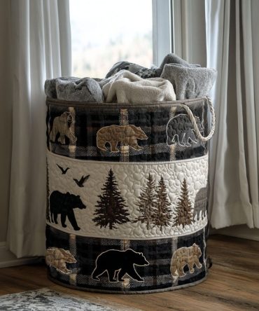 Wild Ridge Plaid Quilted Laundry Hamper — Large Foldable Plaid Fabric Basket With Reinforced Handles For Rugged Cabin & Home Storage