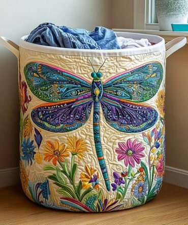 Wild Serenity Quilted Fabric Laundry Hamper — Decorative Collapsible Laundry Basket With Sturdy Handles For Bedroom & Bath