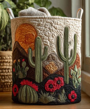 Wild West Bloom Quilted Hamper — Vibrant Floral Fabric Laundry Basket With Collapsible Design For Bold Bedroom, Living Room & Cabin Storage