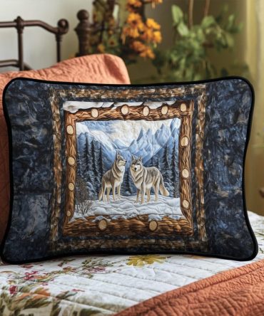 Wilderness Spirit Quilted Pillow Cover — Rustic Nature-Themed Decorative Case, Breathable Cotton-Blend, Durable & Easy To Clean
