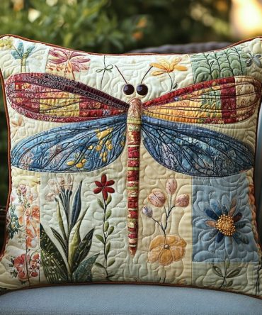 Botanical Quilted Pillow Cover - Wildflower Floral Accent Pillowcase For Bed, Couch & Gift-Worthy Home Styling