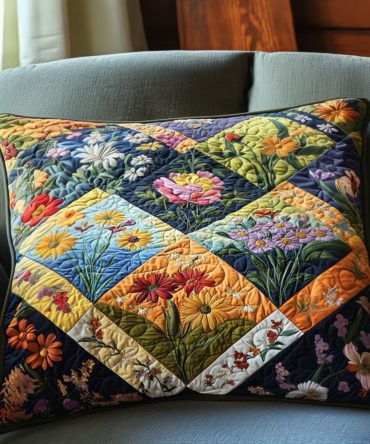 Wildflower Patch Quilted Pillowcase — Rustic Floral Decorative Sham For Cozy Farmhouse Or Boho Bedding, Soft & Durable