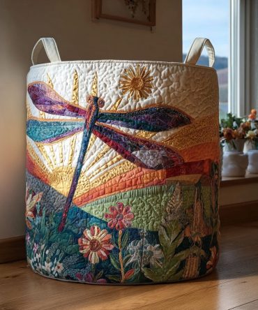 Roomy Quilted Fabric Laundry Hamper – Wildflower Dawn Floral Print, Collapsible Washable Basket With Handles For Stylish Home Storage