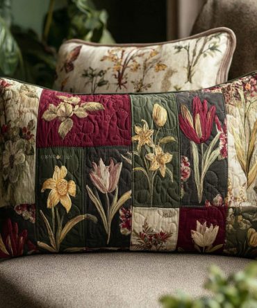 Wildflower Dreams Quilted Pillowcase — Bohemian Floral Bedding, Lightweight Cotton-Blend, Reversible Design For Cozy Farmhouse Style