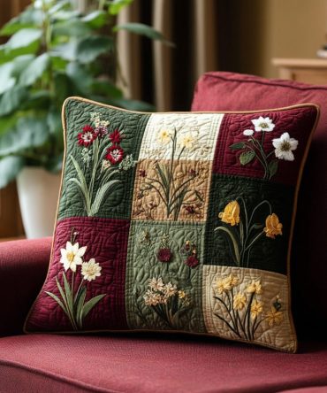 Wildflower Dreams Quilted Pillow Cover — Meadow Floral Throw Pillowcase, Soft Cottage Accent For Beds, Sofas & Cozy Corners