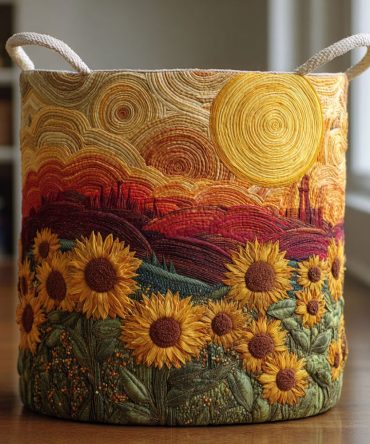 Wildflower Rise Quilted Laundry Hamper - Large Collapsible Fabric Basket With Floral Pattern, Sturdy Handles, Washable Organizer
