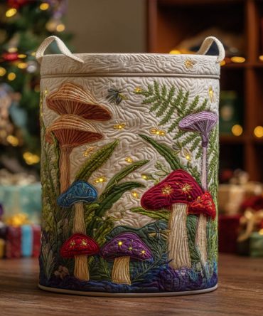 Wildroot Haven Quilted Laundry Hamper — Extra-Large Collapsible Basket With Reinforced Handles , Rustic Woodland Home Organizer