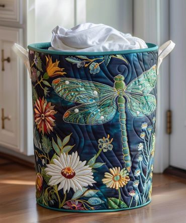 Winged Serenity Quilted Laundry Hamper — Elegant Wing Motif, Soft Quilted Collapsible Basket With Reinforced Handles For Stylish Storage