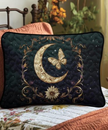 Wings Of Wonder Quilted Pillow Cover — Whimsical Feathered Decorative Throw In Cotton-Blend For Children'S Rooms & Creative Spaces