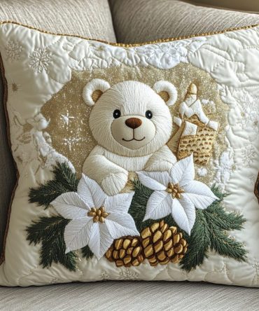 Winter White Quilted Throw Pillow Cover — Elegant Snowy Decorative Pillowcase, Cozy Neutral Accent For Living Room & Bedroom