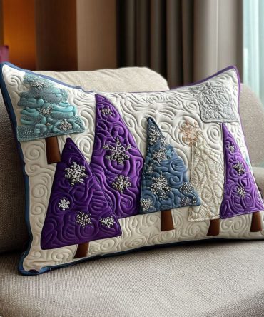 Winter Amethyst Quilted Pillowcase — Luxurious Purple Toned Decorative Pillow Cover, Soft Cotton-Blend Accent For Chic Seasonal Styling