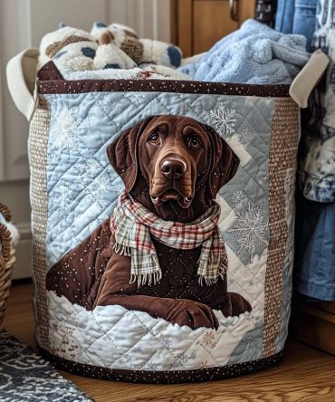 Winter Buddy Quilted Laundry Hamper — Cozy Seasonal Foldable Basket, Durable Cotton-Blend, Festive Home & Holiday Storage