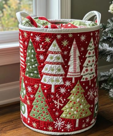 Winter Charm Quilted Laundry Hamper — Cozy Winter-Themed Fabric Laundry Basket For Seasonal Home Decor, Foldable & Durable