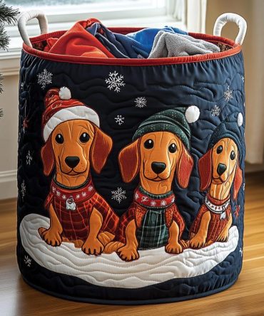 Winter Companions Quilted Laundry Hamper — Cozy Seasonal Fabric Storage Bin, Collapsible Laundry Basket With Handles & Washable Liner — Shop Now