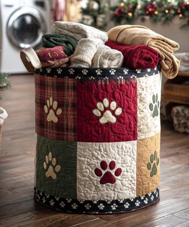 Winter Hearth Quilted Laundry Hamper — Cozy Plaid Holiday Foldable Laundry Basket For Seasonal Storage, Gifts & Home Decor