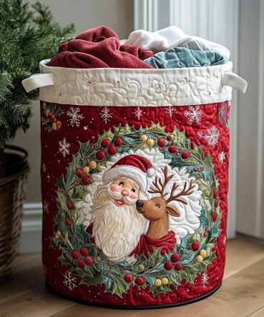 Winter Hug Quilted Laundry Hamper — Cozy Seasonal Fabric Laundry Basket With Soft Quilting, Collapsible Design And Sturdy Handles For Warm Home Organization