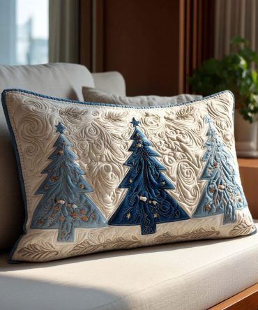 Winter Sparkle Quilted Pillow Cover — Festive Shimmer Throw Pillowcase With Cozy Quilting For Holiday & Seasonal Home Styling