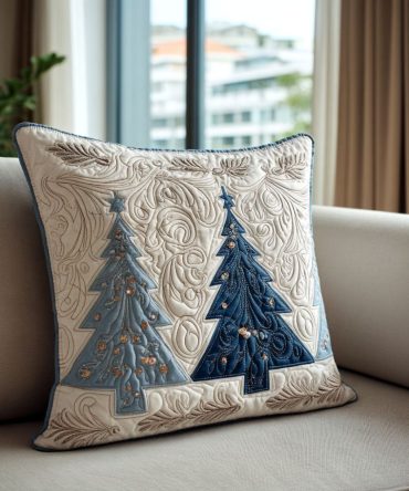 Winter Sparkle Quilted Throw Pillow Cover — Shimmery Seasonal Decorative Cushion Case For Cozy Living Room & Bedroom Ambiance