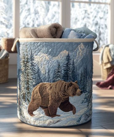 Winter Trek Quilted Laundry Hamper - Outdoor-Inspired Foldable Storage Basket With Cozy Quilting For Seasonal & Everyday Use