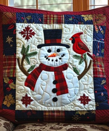 Winter Whimsy Quilted Throw Pillow Cover — Playful Quilted Accent Pillowcase For Cozy, Stylish Seasonal Decor