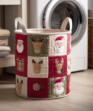 Winter Wish Village Quilted Laundry Hamper — Charming Foldable Fabric Laundry Basket With Handles, Holiday-Inspired Storage For Home & Closet