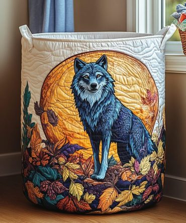 Wolf Path Quilted Laundry Hamper — Durable Foldable Laundry Basket With Handles, Decorative Storage For Home & Apartment