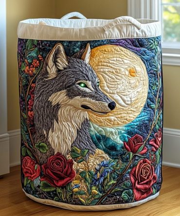 Majestic Wolf Spirit Quilted Laundry Hamper – Heavy-Duty Collapsible Basket, Machine-Washable Liner, Decorative Storage For Home & Dorm