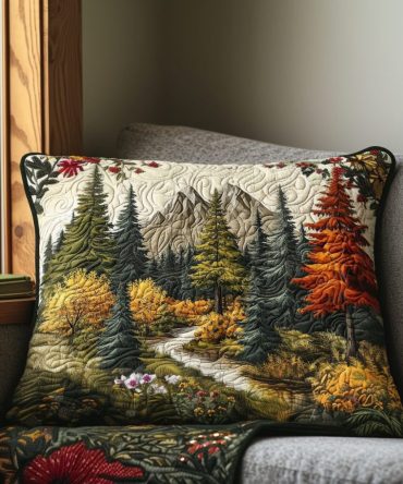 Woodland Embrace Quilted Pillow Cover - Cozy Nature-Inspired Throw Pillow Sham With Forest Animals For Cabin & Home