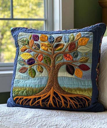 Woodland Spirit Quilted Pillow Cover - Forest Animal Decorative Pillowcase, Rustic Nature Accent For Cabin & Nursery