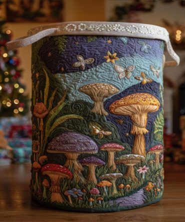 Woodland Magic Quilted Laundry Hamper - Enchanted Forest Print Foldable Fabric Storage Basket For Kids' Rooms & Home Decor