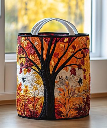 Woodland Path Quilted Laundry Hamper — Nature-Inspired Collapsible Basket With Handles , Durable Washable Storage For Home & Kids