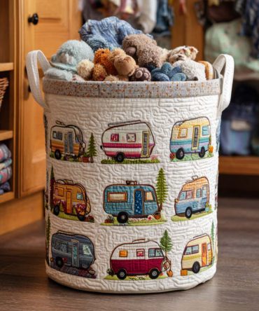 Woodland Trails Quilted Laundry Hamper - Cozy Nature-Print Foldable Fabric Basket With Handles For Home Organization & Dorm Use