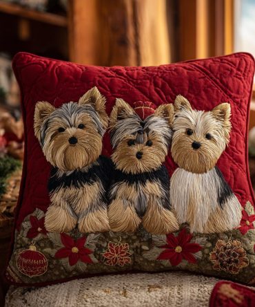 Yorkie Magic Quilted Decorative Pillow Cover — Adorable Yorkshire Terrier Throw Pillow Case For Cozy Sofas, Nurseries & Dog-Lover Gifts