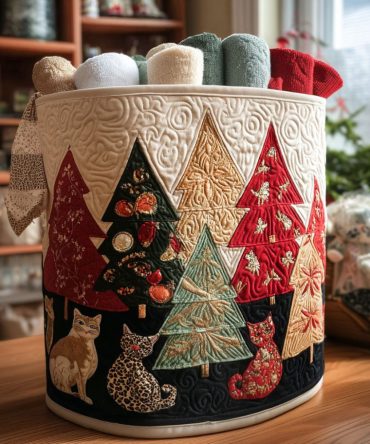 Yuletide Comfort Quilted Laundry Hamper – Cozy Christmas-Themed Fabric Basket With Handles, Collapsible & Versatile