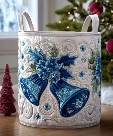 Yuletide Glow Quilted Laundry Hamper — Festive Glow Pattern, Soft Padded Fabric Bin With Handles, Compact Foldable Storage Solution