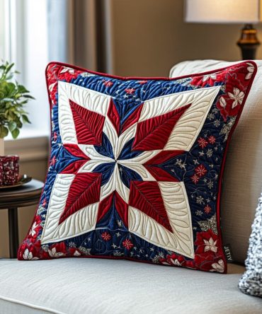 Yuletide Splendor Quilted Pillow Cover - Luxurious Christmas Throw Pillowcase, Festive Holiday Home Accent, Soft Quilted