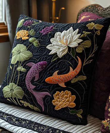 Zen Waters Quilted Pillow Cover - Calming Water Motif, Soft Cotton Blend, Spa-Inspired Bedroom Throw, Machine Washable