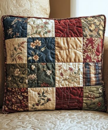 Sweet Pattern Quilted Throw Pillow Cover — Playful Geometric Decorative Cushion, Soft Textured Accent For Sofa And Bed, Reversible Look
