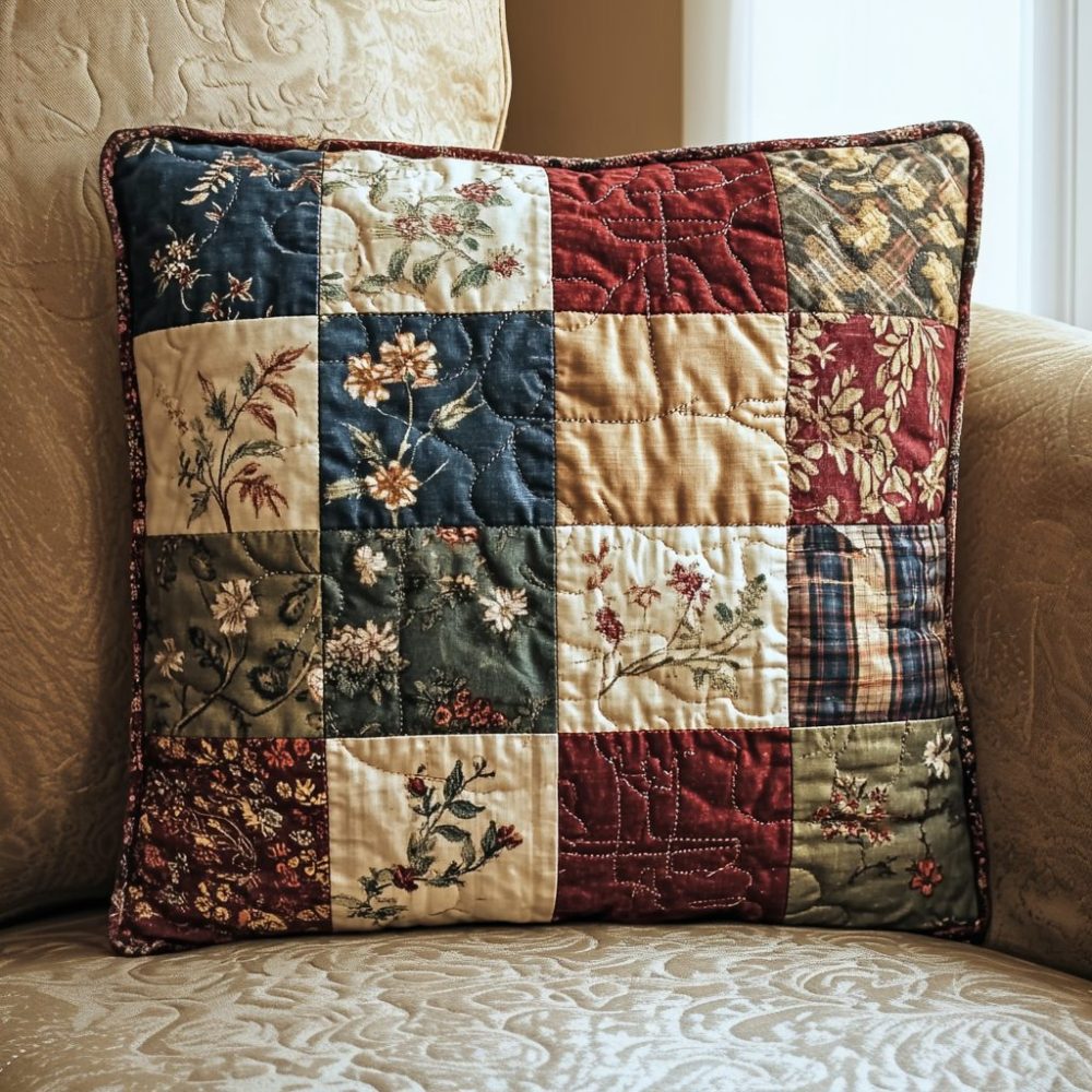Sweet Pattern Quilted Throw Pillow Cover — Playful Geometric Decorative Cushion, Soft Textured Accent For Sofa And Bed, Reversible Look