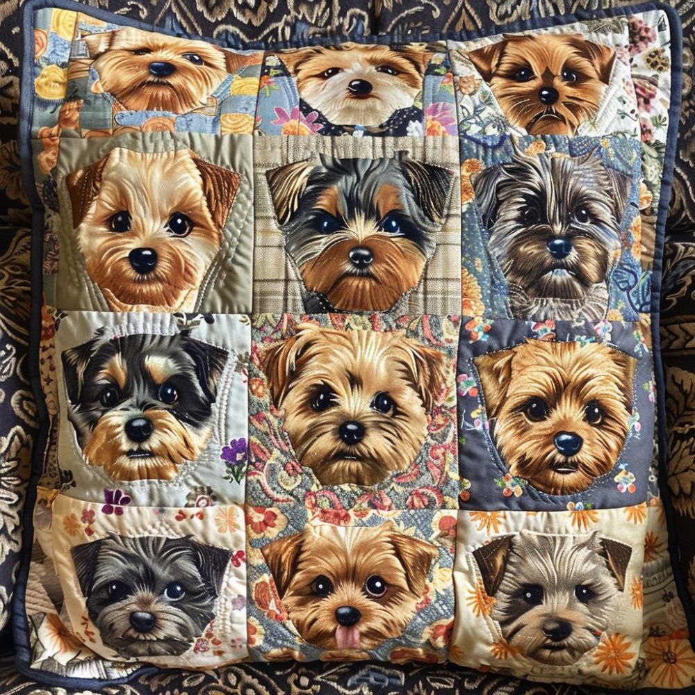 Yorkshire Terrier Dreams Quilted Throw Pillow Cover — Cozy Yorkie Cushion For Pet-Lovers, Sofa & Bedroom Accent